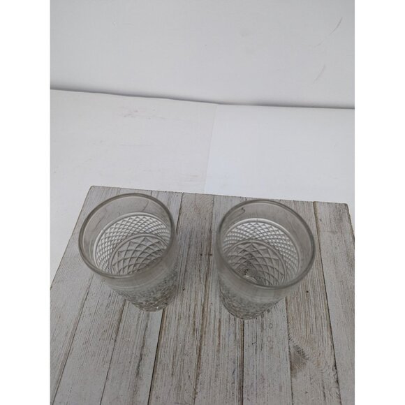 Anchor Hocking Wexford Set 2 Diamond Point Tumblers 6 1/2" Drinking Glasses - Picture 4 of 5